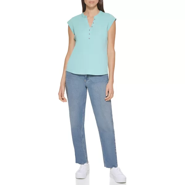 Calvin Klein Ck Womens TShirt Button DownAquatic
