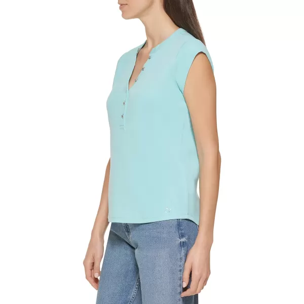 Calvin Klein Ck Womens TShirt Button DownAquatic