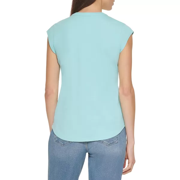 Calvin Klein Ck Womens TShirt Button DownAquatic
