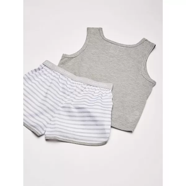 Calvin Klein Girls 2 Piece Sleepwear TShirt and Shorts Pajama Set PjGreyHeather Stripe