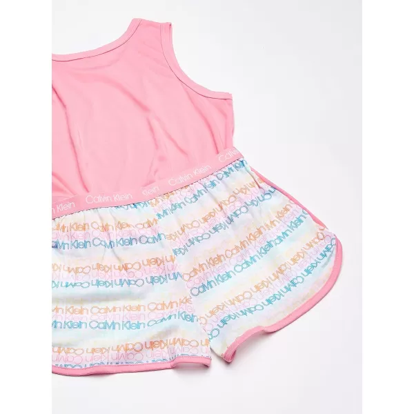 Calvin Klein Girls 2 Piece Sleepwear TShirt and Shorts Pajama Set PjSachet PinkRainbow