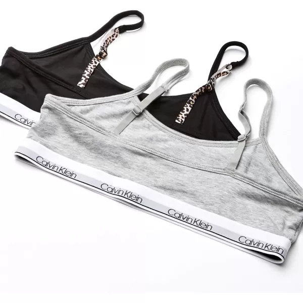 Calvin Klein Girls Cotton Training Bra Bralette with Adjustable Straps 2 Pack2 Pack  Black Heather Grey