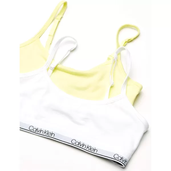 Calvin Klein Girls Cotton Training Bra Bralette with Adjustable Straps 2 Pack2 Pack  Elfin YellowWhite