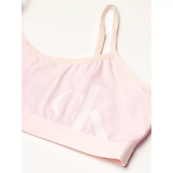 Calvin Klein Girls Cotton Training Bra Bralette with Adjustable Straps 2 Pack2 Pack  Heather GreyCrystal Pink Logo