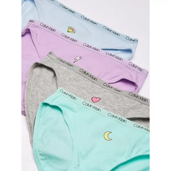 Calvin Klein Girls Cotton Underwear Bikini Panties 7 PackFun Icons