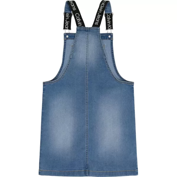 Calvin Klein Girls Denim Skirtall Dress Overall Style with Hook amp Loop Closure Boyfriend Fit Functional Front PocketAuthentic