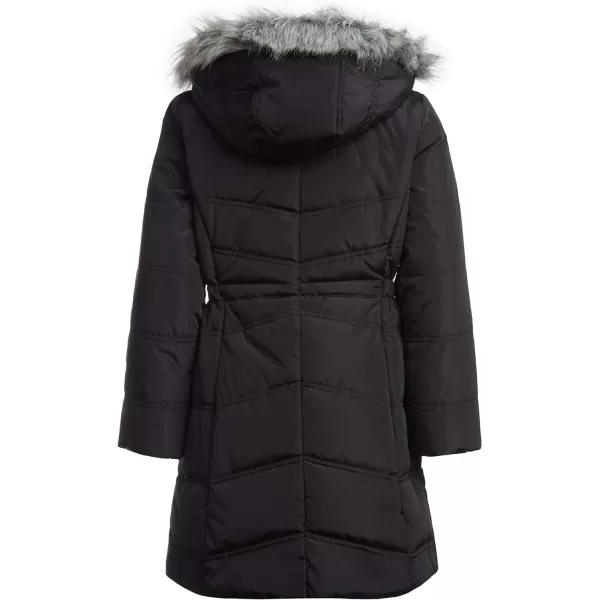 Calvin Klein Girls Hooded Winter Puffer Jacket FullLength Heavy Weight Coat with Fleece LiningAerial Black