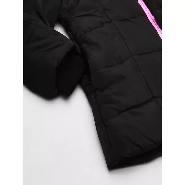 Calvin Klein Girls Hooded Winter Puffer Jacket FullLength Heavy Weight Coat with Fleece LiningBlack Metallic