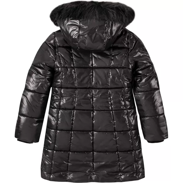 Calvin Klein Girls Hooded Winter Puffer Jacket FullLength Heavy Weight Coat with Fleece LiningBlack Sport