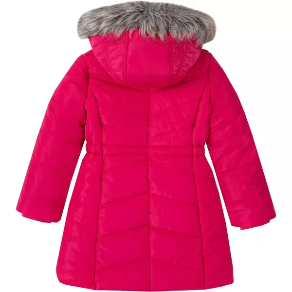Calvin Klein Girls Hooded Winter Puffer Jacket FullLength Heavy Weight Coat with Fleece LiningCabaret Aerial