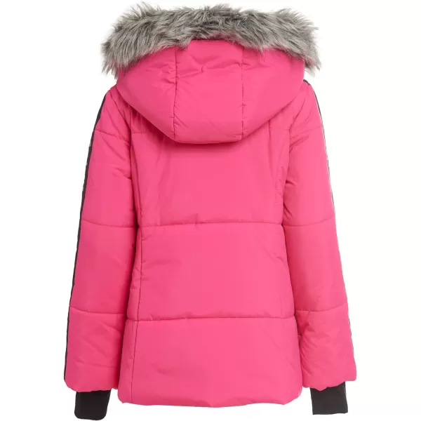 Calvin Klein Girls Hooded Winter Puffer Jacket FullLength Heavy Weight Coat with Fleece LiningCabaret Reflective