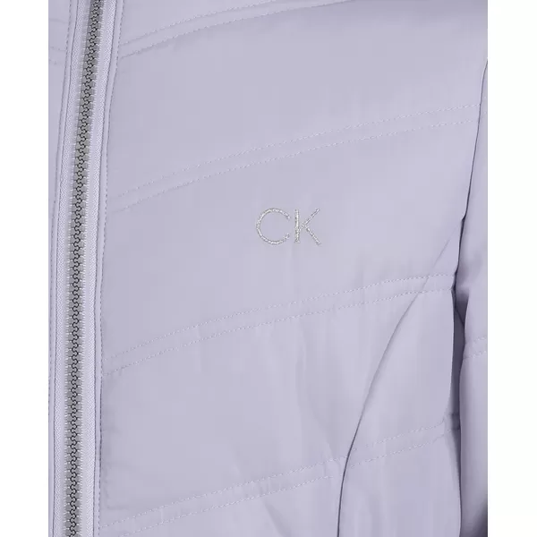 Calvin Klein Girls Hooded Winter Puffer Jacket FullLength Heavy Weight Coat with Fleece LiningLavender Ice