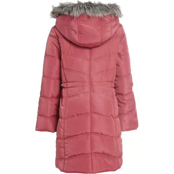 Calvin Klein Girls Hooded Winter Puffer Jacket FullLength Heavy Weight Coat with Fleece LiningMauvewood