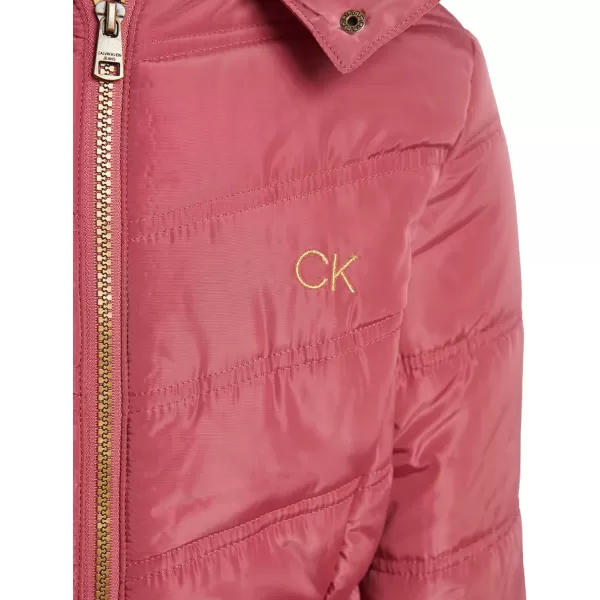 Calvin Klein Girls Hooded Winter Puffer Jacket FullLength Heavy Weight Coat with Fleece LiningMauvewood