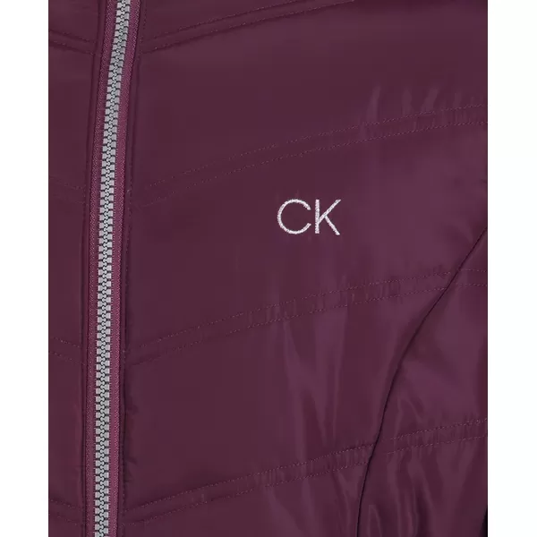 Calvin Klein Girls Hooded Winter Puffer Jacket FullLength Heavy Weight Coat with Fleece LiningPlum Caspia