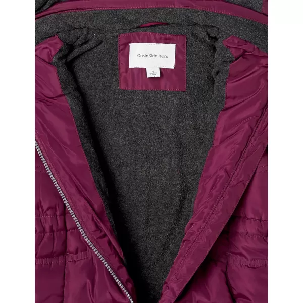 Calvin Klein Girls Hooded Winter Puffer Jacket FullLength Heavy Weight Coat with Fleece LiningPlum Caspia