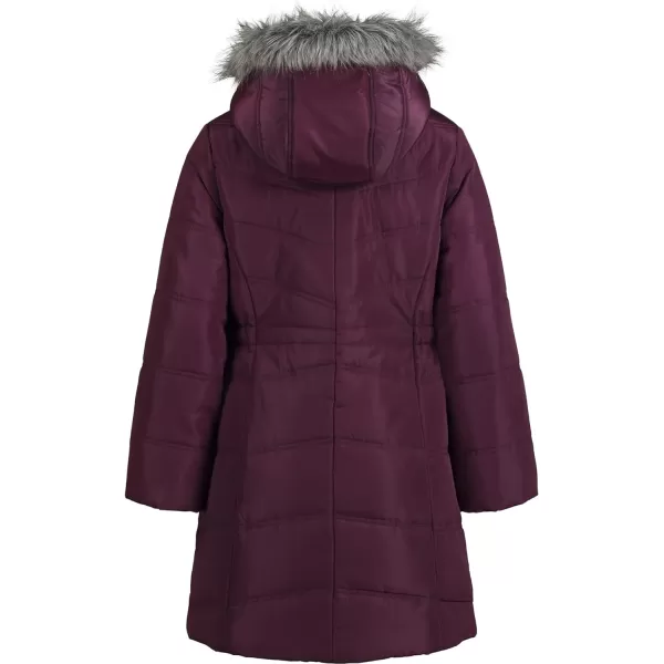 Calvin Klein Girls Hooded Winter Puffer Jacket FullLength Heavy Weight Coat with Fleece LiningPlum Caspia