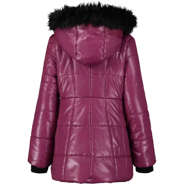 Calvin Klein Girls Hooded Winter Puffer Jacket FullLength Heavy Weight Coat with Fleece LiningPlum Caspia Sport