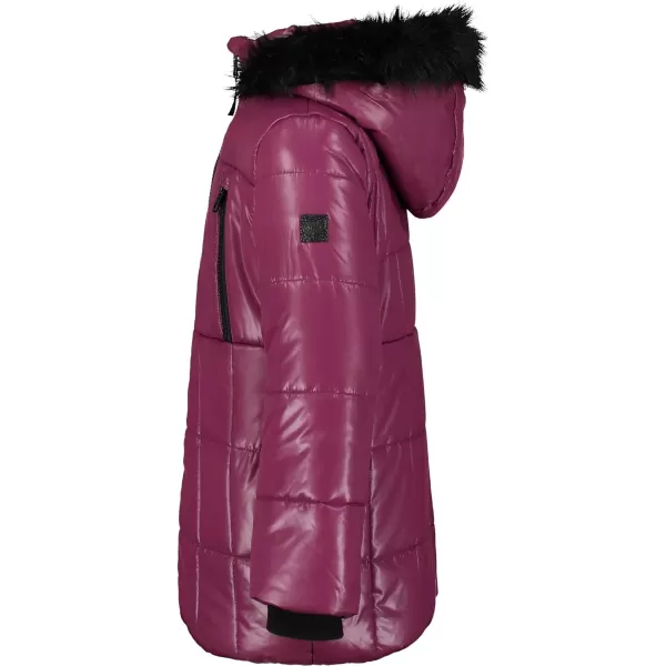 Calvin Klein Girls Hooded Winter Puffer Jacket FullLength Heavy Weight Coat with Fleece LiningPlum Caspia Sport