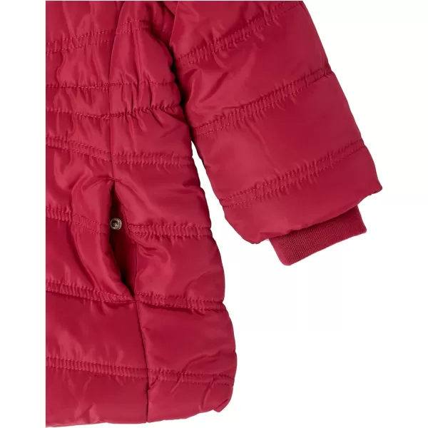 Calvin Klein Girls Hooded Winter Puffer Jacket FullLength Heavy Weight Coat with Fleece LiningRedberry Aerial