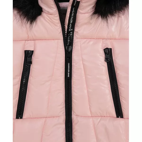 Calvin Klein Girls Hooded Winter Puffer Jacket FullLength Heavy Weight Coat with Fleece LiningSweet Tart Sport