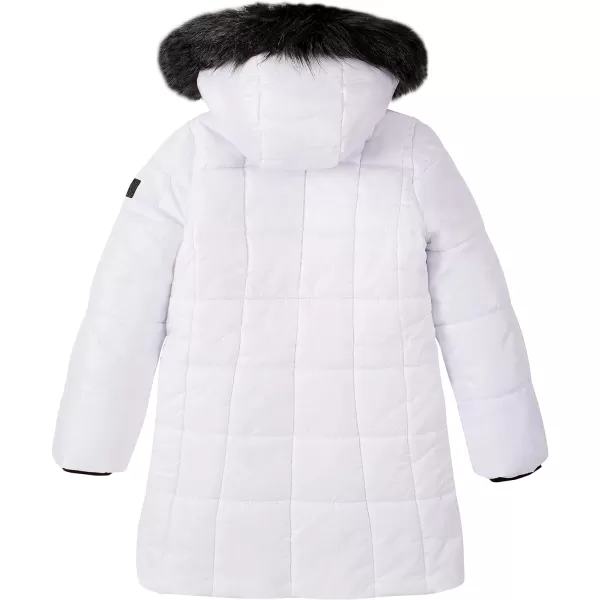 Calvin Klein Girls Hooded Winter Puffer Jacket FullLength Heavy Weight Coat with Fleece LiningWhite Sport