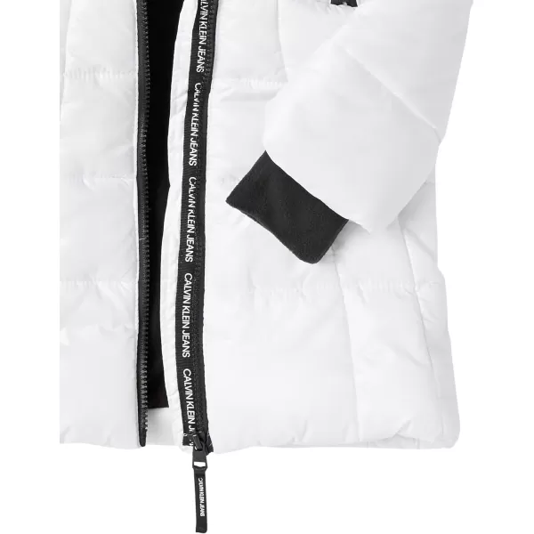 Calvin Klein Girls Hooded Winter Puffer Jacket FullLength Heavy Weight Coat with Fleece LiningWhite Sport