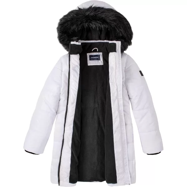 Calvin Klein Girls Hooded Winter Puffer Jacket FullLength Heavy Weight Coat with Fleece LiningWhite Sport