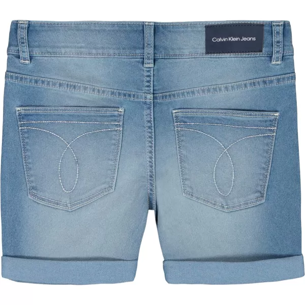 Calvin Klein Girls Jean Shorts Stretch Denim Boyfriend Fit Mid to High RiseCirrusCuff