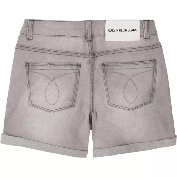 Calvin Klein Girls Jean Shorts Stretch Denim Boyfriend Fit Mid to High RiseOvercastCuff