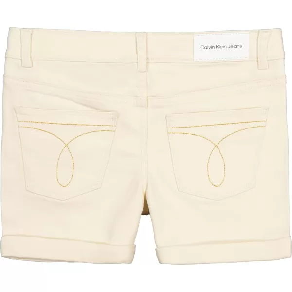 Calvin Klein Girls Jean Shorts Stretch Denim Boyfriend Fit Mid to High RiseSeed PearlCuff
