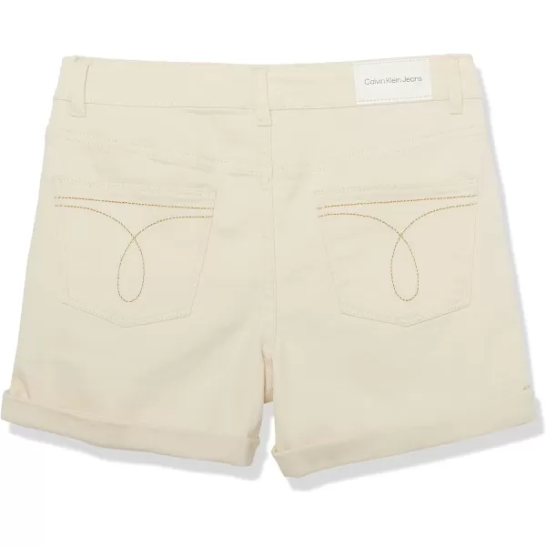 Calvin Klein Girls Jean Shorts Stretch Denim Boyfriend Fit Mid to High RiseSeed PearlCuff