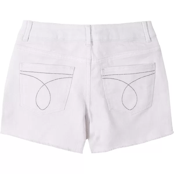 Calvin Klein Girls Jean Shorts Stretch Denim Boyfriend Fit Mid to High RiseWhiteoutCut Off