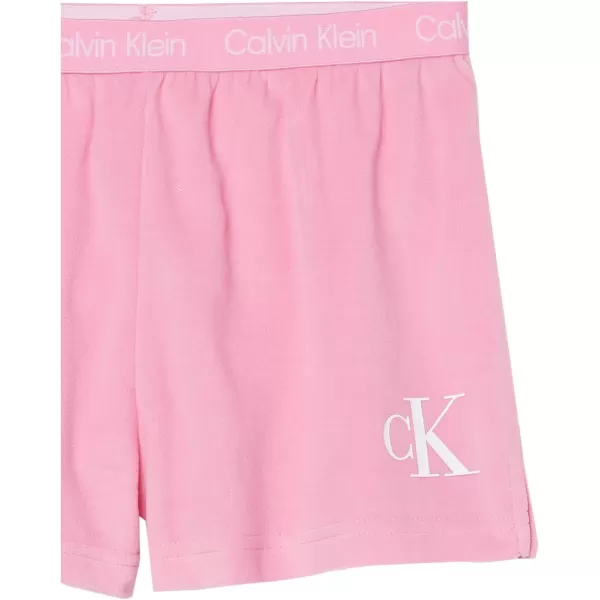 Calvin Klein Girls Kids Top and Bottom Pajama Sleep Set WearPink Ck LogoSachet Pink As1