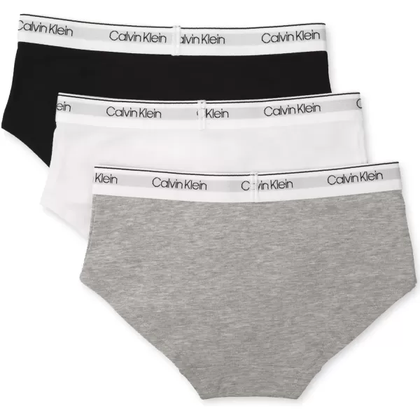 Calvin Klein Girls Little Modern Cotton Hipster Underwear MultipackHeather Grey Classic White Black  3 Pack