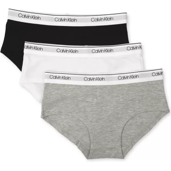 Calvin Klein Girls Little Modern Cotton Hipster Underwear MultipackHeather Grey Classic White Black  3 Pack