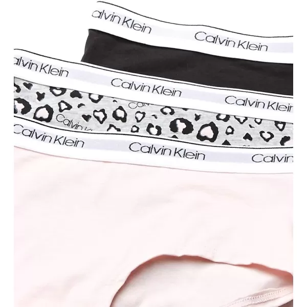 Calvin Klein Girls Little Modern Cotton Hipster Underwear MultipackLeo HeatherCrystal PinkBlack