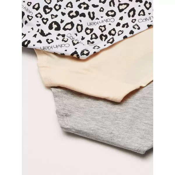 Calvin Klein Girls Little Modern Cotton Hipster Underwear MultipackLeoNudeHeather Grey