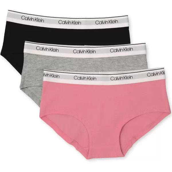 Calvin Klein Girls Little Modern Cotton Hipster Underwear MultipackSachet PinkHeather GreyBlack