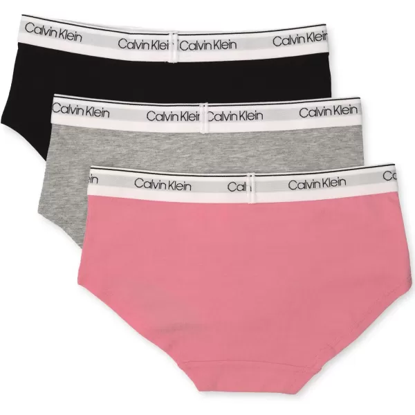 Calvin Klein Girls Little Modern Cotton Hipster Underwear MultipackSachet PinkHeather GreyBlack