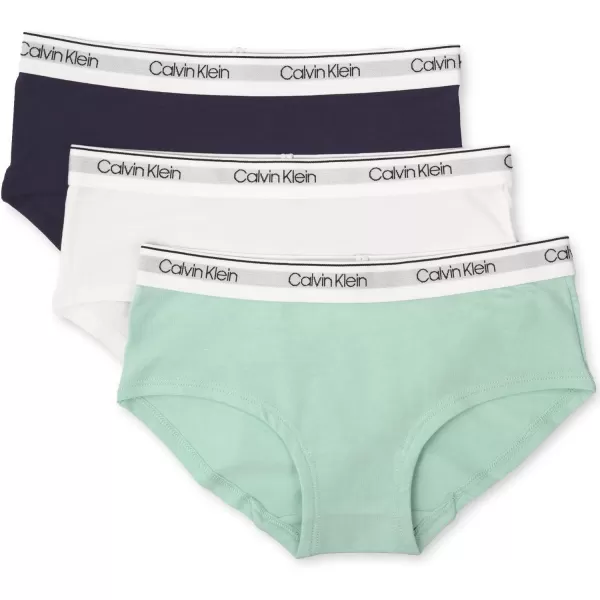 Calvin Klein Girls Little Modern Cotton Hipster Underwear MultipackTealClassic WhiteSymphony Blue