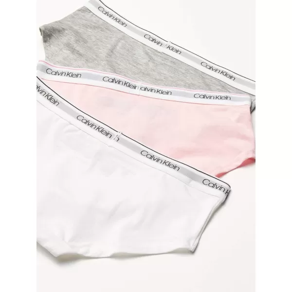 Calvin Klein Girls Little Modern Cotton Hipster Underwear MultipackWhiteHeather GreyStrawberry Tiedye