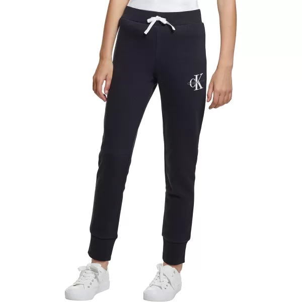 Calvin Klein Girls Logo Sweatpants Fleece Joggers with Ribbed Cuffs amp WaistbandBlack Monogram