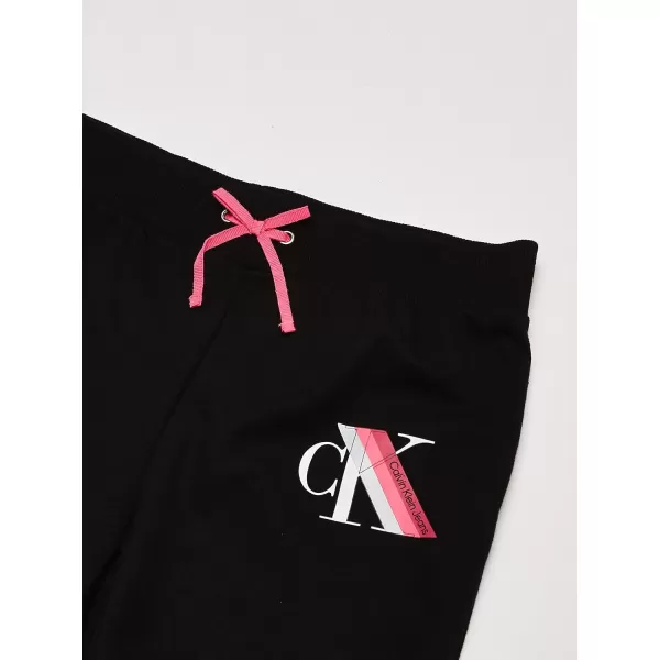 Calvin Klein Girls Logo Sweatpants Fleece Joggers with Ribbed Cuffs amp WaistbandBlack Vertical