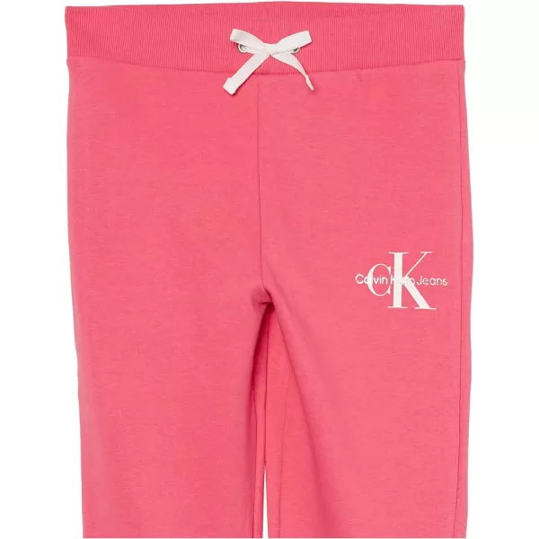 Calvin Klein Girls Logo Sweatpants Fleece Joggers with Ribbed Cuffs amp WaistbandHoneysuckle