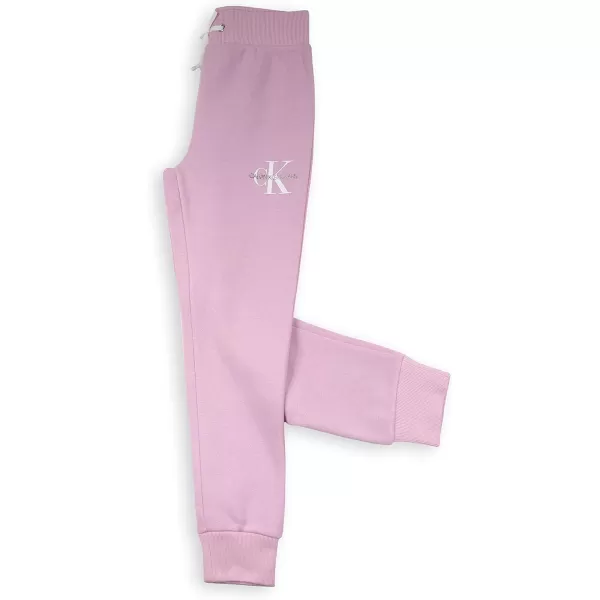 Calvin Klein Girls Logo Sweatpants Fleece Joggers with Ribbed Cuffs amp WaistbandHoneysuckle