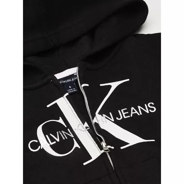 Calvin Klein Girls Logo Sweatshirt Fleece Hoodie with FullZip Front amp Functional PocketsAnthracite Monogram