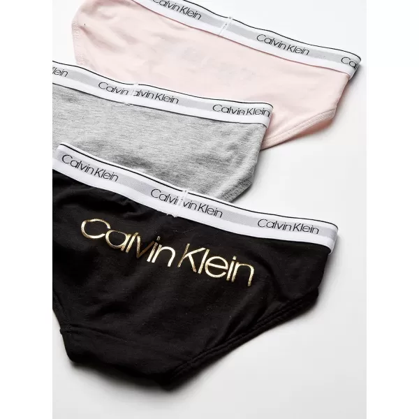 Calvin Klein Girls Modern Cotton 2 Pack Bikini3 Pack  Black Crystal Pink Heather Grey