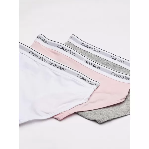 Calvin Klein Girls Modern Cotton 2 Pack Bikini3 Pack  Crystal Pink Classic White Heather Grey