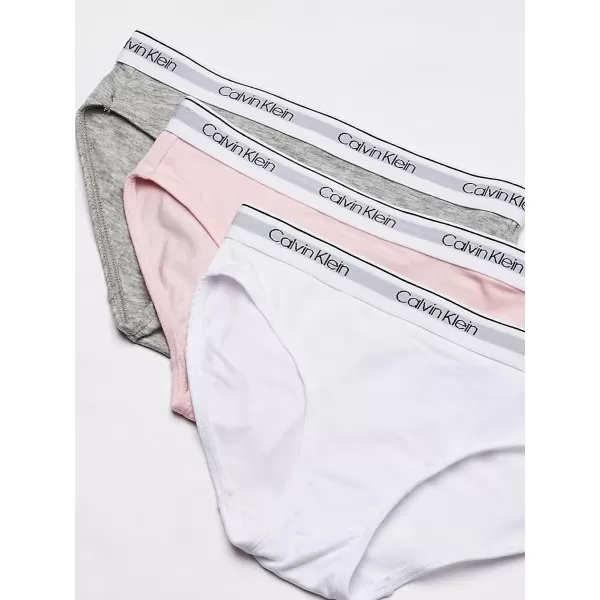 Calvin Klein Girls Modern Cotton 2 Pack Bikini3 Pack  Crystal Pink Classic White Heather Grey